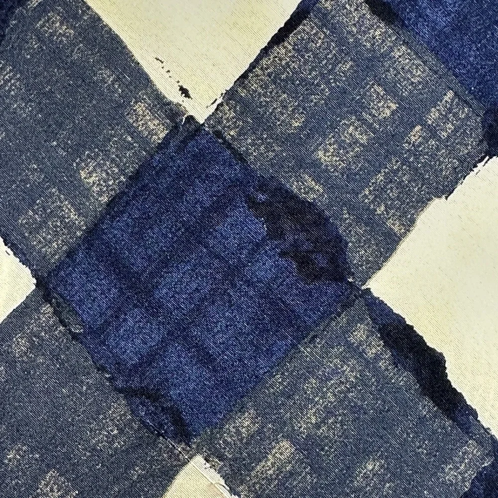 Vintage Structure 100% Silk Abstract Plaid Navy Cream Tie USA Wide Art Print NWT